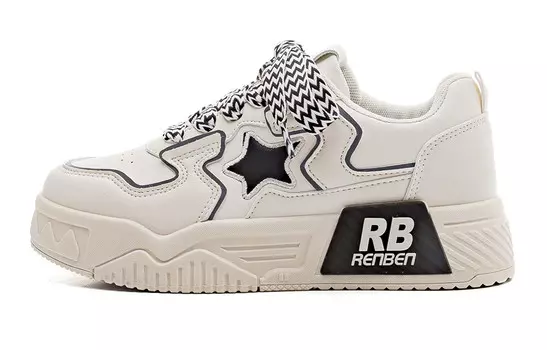 Кроссовки RENBEN Skateboarding Shoes Unisex Low-top, бежевый/черный