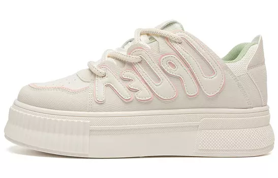 Кроссовки RENBEN Skateboarding Shoes Women's Low-top Beige/Pink, розовый