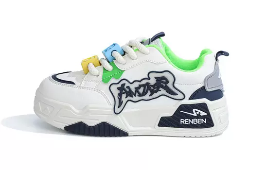 Кроссовки RENBEN Skateboarding Shoes Women's Low-top, бежевый/синий