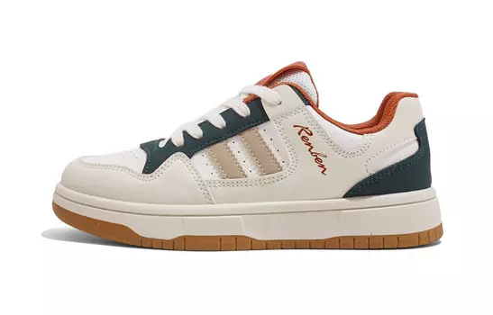 Кроссовки RENBEN Skateboarding Shoes Women's Low-top, белый/красный