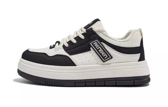 Кроссовки RENBEN Skateboarding Shoes Women's Low-top, бежевый/черный