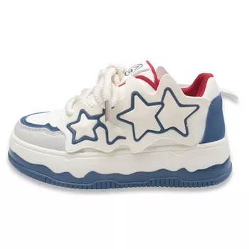 Кроссовки RENBEN Skateboarding Shoes Women's Low-top White/Blue, белый/синий