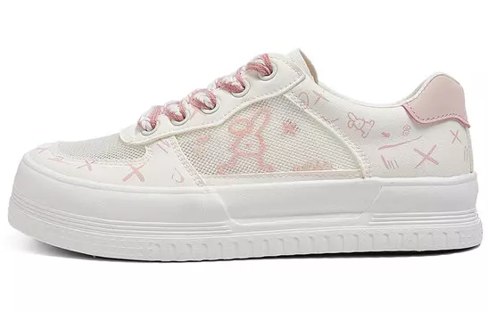 Кроссовки RENBEN Skateboarding Shoes Women's Low-top White/powder, белый