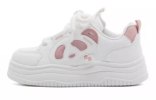 Кроссовки RENBEN Skateboarding Shoes Women's Low-top White/pink, розовый