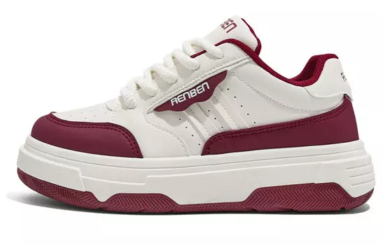 Кроссовки RENBEN Skateboarding Shoes Women's Low-top Beige/Red, бежевый/красный