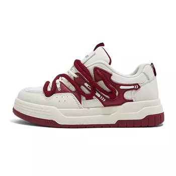 Кроссовки RENBEN Skateboarding Shoes Women's Mid-top, бежевый/красный