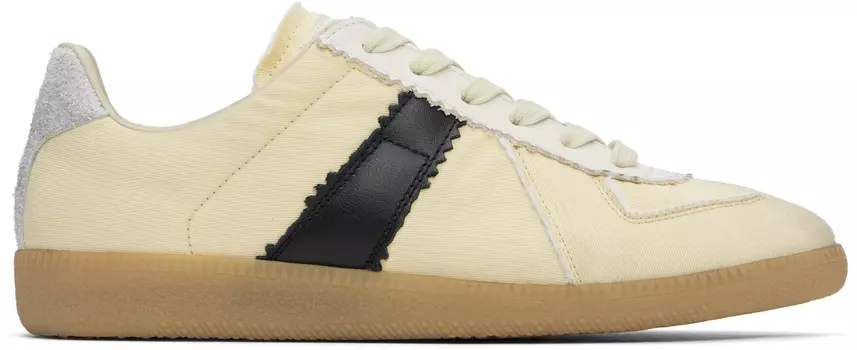 Кроссовки-реплики бежевого цвета Maison Margiela, Black vintage/Yellow vintage