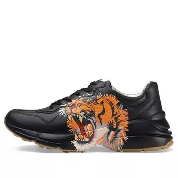 Кроссовки rhyton leather 'tiger print' Gucci, черный