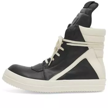 Кроссовки Rick Owens Leather Geobasket Sneakers, цвет Black & Milk
