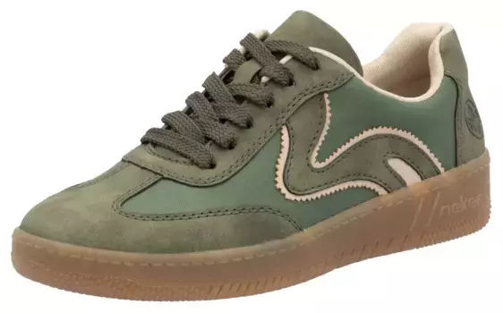 Кроссовки Rieker на платформе, повседневная обувь, полуботинки и туфли на шнуровке веганского качества, оливковый
