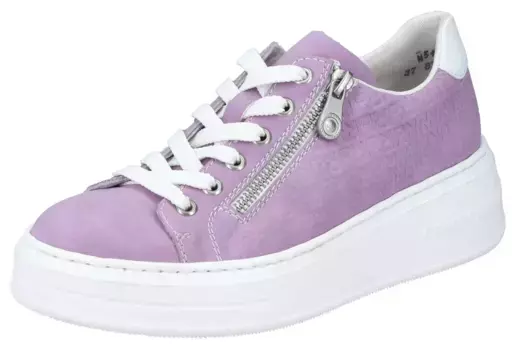 Кроссовки Rieker на платформе, с боковой молнией, повседневная обувь, полуботинки, туфли на шнуровке, цвет Flieder