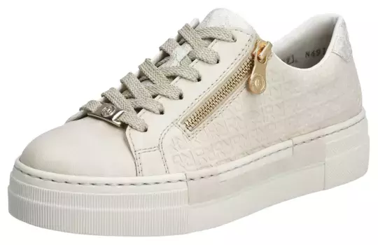 Кроссовки Rieker на платформе, с золотистой молнией, повседневная обувь, полуботинки, туфли на шнуровке, кремовый