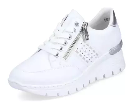 Кроссовки Rieker на танкетке, с боковыми плетеными отверстиями, повседневная обувь, полуботинки, туфли на шнуровке, белый