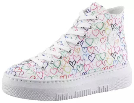 Кроссовки Rieker, платформа, высокие кроссовки, шнуровка и внутренняя молния, белый