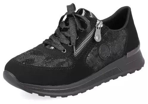 Кроссовки Rieker с эффектом металлик, повседневная обувь, полуботинки, туфли на шнуровке, цвет Schwarz-Kombiniert