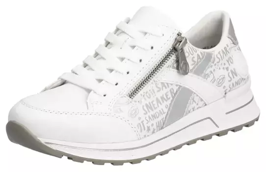 Кроссовки Rieker, съемная мягкая стелька, повседневная обувь, полуботинки, туфли на шнуровке, серебристый