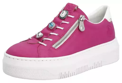 Кроссовки Rieker с красивыми драгоценными камнями, повседневная обувь, полуботинки, туфли на шнуровке, белый