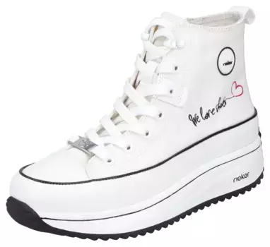 Кроссовки Rieker, высокие кроссовки на платформе, туфли на шнуровке веганского производства, белый