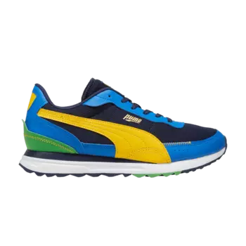 Кроссовки Road Rider Leather 'Navy Yellow Sizzle', синий