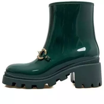 Кроссовки rubber ankle boot with horsebit 'dark green' Gucci, зеленый