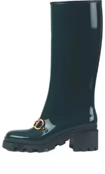 Кроссовки rubber horsebit tall boots 'green' Gucci, зеленый