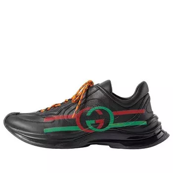 Кроссовки run side-stripe lace-up sneakers 'black red green' Gucci, черный