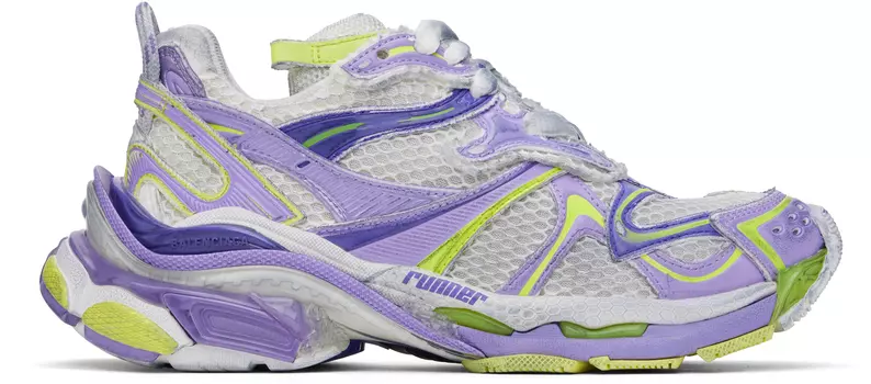 Кроссовки Runner 2.0 в оттенках белого и фиолетового Balenciaga