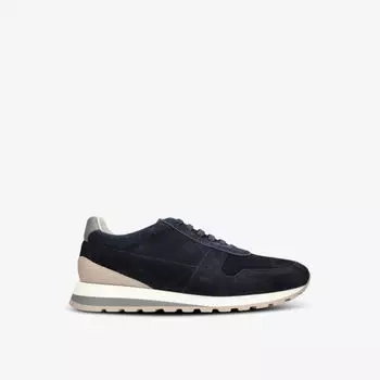 Кроссовки runner из замши с низким берцем Brunello Cucinelli, синий