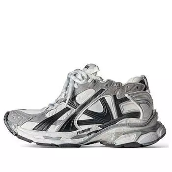 Кроссовки runner sneakers 'grey white and black nylon and suede like fabric' Balenciaga, серый
