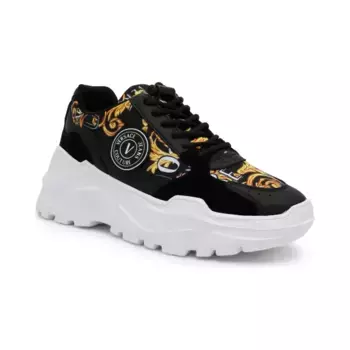 Кроссовки с добавлением кожи Versace, черный