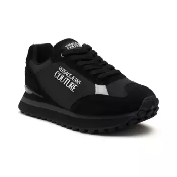 Кроссовки с добавлением кожи Versace, черный