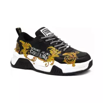 Кроссовки с добавлением кожи Versace, черный