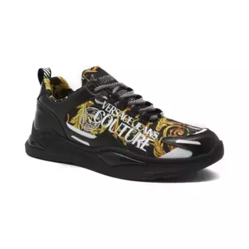 Кроссовки с добавлением кожи Versace, черный