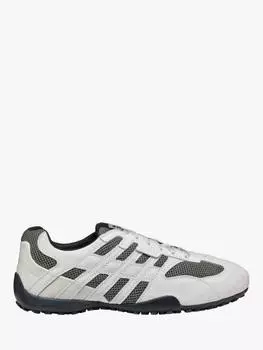 Кроссовки с глубоким вырезом из оригинальной замшевой смеси snake Geox, цвет Off White/Dark Grey