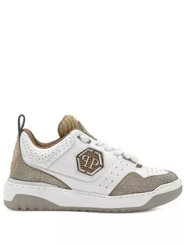 Кроссовки с кристаллами Philipp Plein, белый