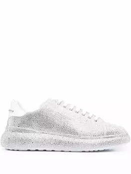 Кроссовки с кристаллами Philipp Plein, серебряный