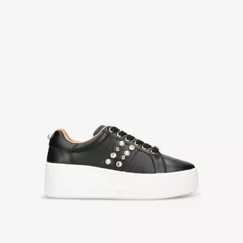 Кроссовки с низким берцем из драгоценной кожи с шипами Carvela, черный