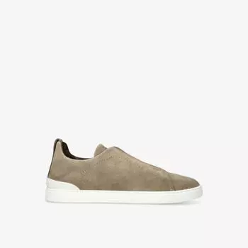 Кроссовки с низким берцем из замши triple stitch со вставками Ermenegildo Zegna, коричневый