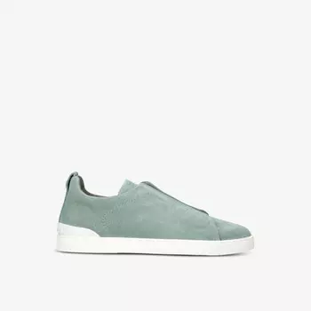 Кроссовки с низким берцем из замши triple stitch со вставками Ermenegildo Zegna, бирюзовый