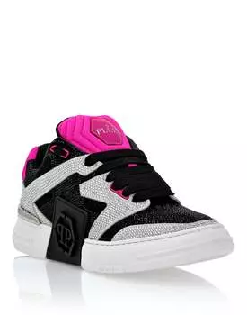 Кроссовки с низким верхом и кристаллами Phantom $Treet PHILIPP PLEIN, цвет crystal