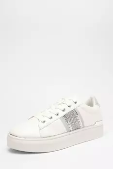Кроссовки с отделкой из серебристой искусственной кожи QUIZ Clothing