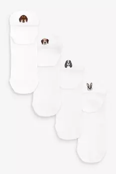 Кроссовки с вышивкой 4 пары носков Next, белый