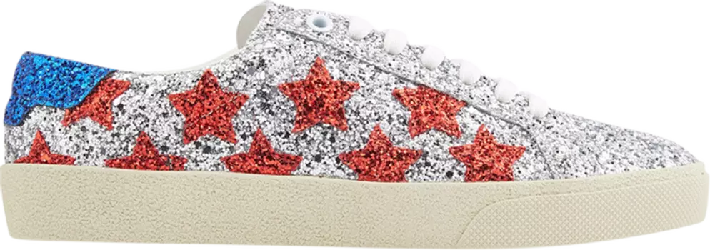 Кроссовки Saint Laurent Wmns Court Classic Low Glitter Star, серебряный
