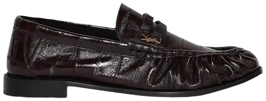 Кроссовки Saint Laurent Wmns Le Loafer Penny Slippers 'Burnt Brown Glazed Eelskin', коричневый