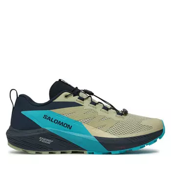 Кроссовки Salomon Sense Ride 5 L47458500 Alfalfa / Carbon / Peacock Blue, зеленый