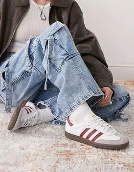 Кроссовки Samba OG белого и бордового цветов adidas Originals