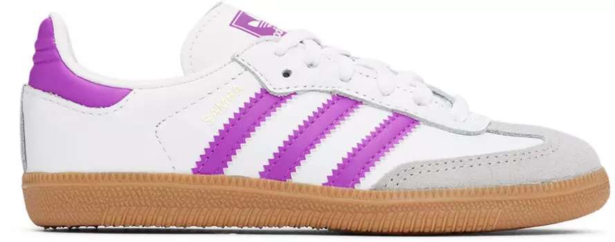 Кроссовки Samba OG для маленьких детей белого и фиолетового цвета Adidas Kids