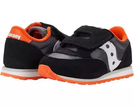 Кроссовки Saucony Saucony Originals Kids Jazz Hook & Loop Sneaker(Toddler/Little Kid), цвет Black/Grey/Orange