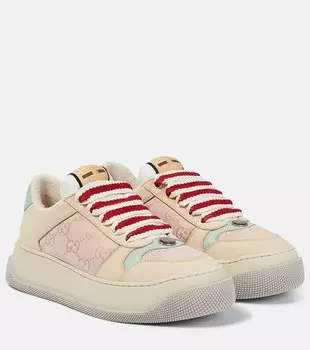 Кроссовки Screener GG из ткани и кожи Gucci, коричневый