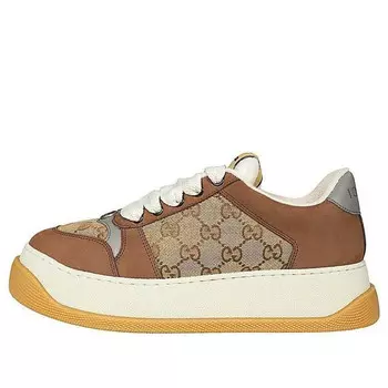 Кроссовки screener gg leather sneakers 'brown beige white' Gucci, бежевый